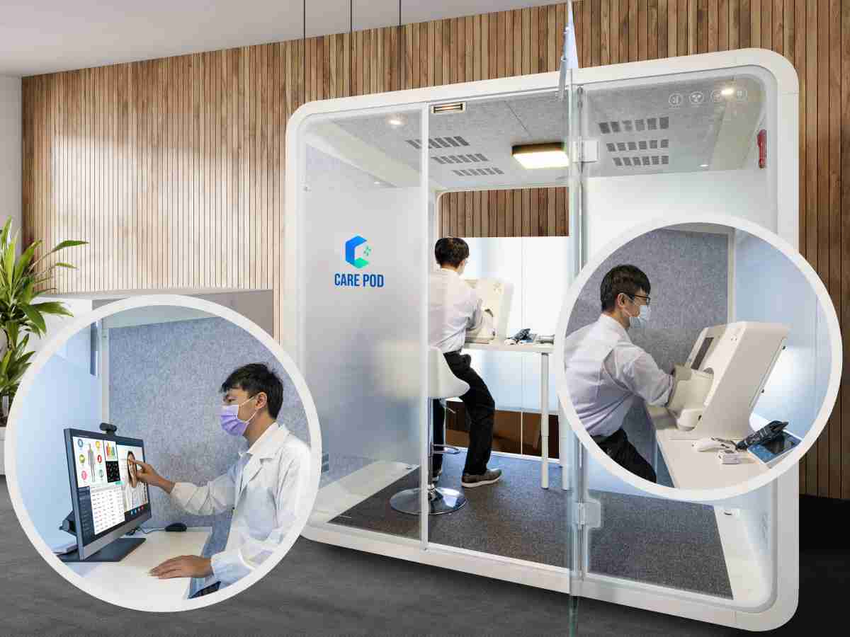 达擎于医疗科技展中展出＂远距诊疗舱＂，，，，以因应医疗数字化及社会高龄化趋势下、、复诊及慢性病患等族群对于远距看诊需求逐渐升高所推出的创新整合方案。。。。多功能合一、、、高隐私性的远距诊疗舱可根据病患端与医师端的不同需求，，提供弹性化及客制化功能，，，节省医生和病患的精力及时间