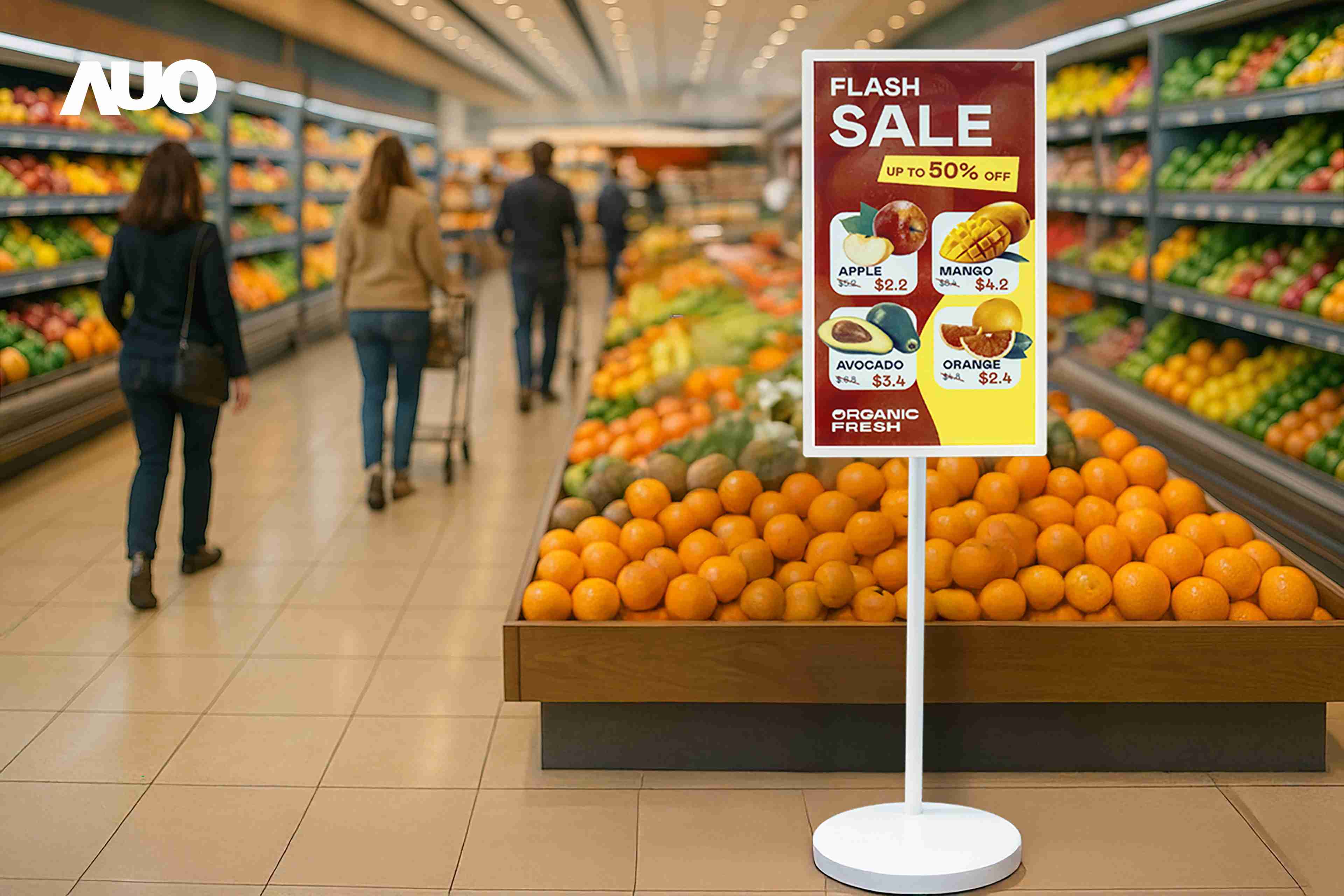 达擎首亮相低功耗、、、、全彩的〝aecoPost电子纸解决方案〞，，，，仅在更新画面时需要微量的电力驱动，，无需布建电线的便捷设计，，，，使其可灵活应用、、随意置放，，，并可透过云端或行动装置app，，轻松管理及排程广告内容，，，晋升店头营销利器。。。。